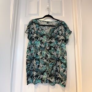 Mavi Leaf Pattern Shirt in Green and Black